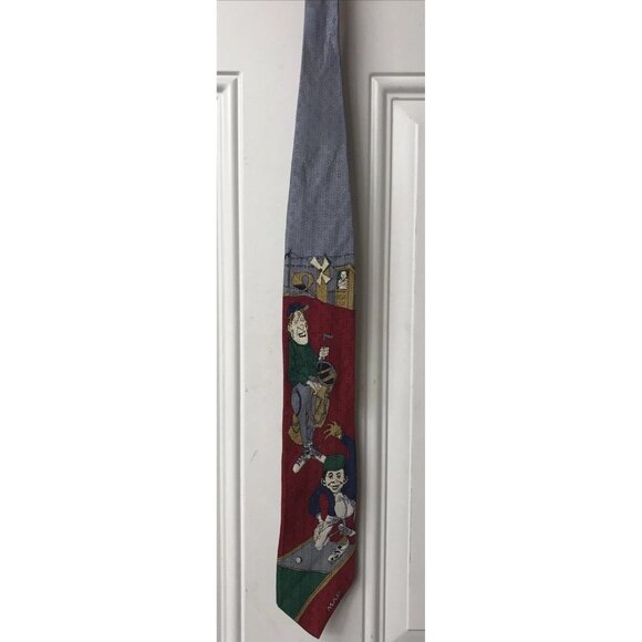 HTF RED Alfred E Neuman Mini Golf neck tie 1992 MAD magazine EUC 100% Silk Vtg - Picture 1 of 7